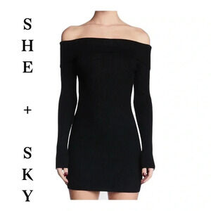 She + Sky Off the shoulder black dress 👗 size Medium‎